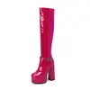 Botas elásticas ajustadas talla grande 40-43 2026 nuevas botas para mujer botas largas de tacón alto con plataforma comercio exterior botas transfronterizas venta al por mayor
