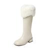 Botas de nieve altas de piel gruesa, suaves y glutinosas, de invierno 2022, con punta redonda, de piel de vaca, cálidas, de lana, para caballero, para mujer