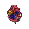 Broche Floral Escuro de Órgão Coração Cérebro Pulmão Insígnia Criativa Estilo Punk Personalizado Acessório de Metal Esmaltado