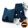 Traje de ropa interior térmica de invierno para hombre sin costuras de terciopelo moda Traje cálido
