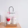 Bolsa Tote Transparente Engrosada, Bolsas de Plástico para Llevar Bebidas, Postres, Panadería, Bolsas para Cuatro Vasos, Bolsas para Té de Leche en Stock