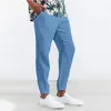 Pantalones Casuales Sueltos para Hombre de Otoño, Pantalones Transpirables de Verano con Puño, Pantalones Rectos para Playa, Color Sólido al por Mayor