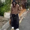 Jeans Retro Americano Negros Desgastados Estampados de Cimitarra para Mujer 2025 Primavera Nuevo Estilo Pantalones Anchos Sueltos Adelgazantes