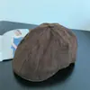 Boina Sólida de Estilo Japonés, Simple, Versátil para Mujer, Vintage, Adelgazante del Rostro, Artística, Circunferencia de Cabeza Grande, Gorra Adelantada, Gorra de Artista, de Moda