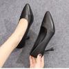 Zapatos de Tacón Alto de Etiqueta para Mujer, Zapatos de Tacón de Aguja de Cuero Suave para Mujer, Zapatos Formales de Cuero Negros de Tacón Medio con Punta para Entrevista de Trabajo para Mujer