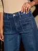 Bolso frontal em formato de escudo, transfronteiriço e de alta elasticidade, calça casual de perna reta