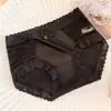 Nova lingerie sexy de renda com entreperna respirável de seda, calcinha feminina sem costura de seda gelada de cintura média