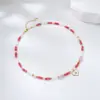 Collar de Perlas Naturales Multicolor Mixto de Cristal Blanco y Jade Rosa de Venta Caliente Transfronteriza para Mujer, Regalo con Perlas de Arroz Pequeñas, Collar Versátil y Elegante para la Clavícula
