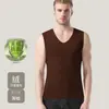 Camiseta Térmica de Fleece Sem Costura Masculina para Outono Inverno, Quente, Sem Mangas, Camada Base