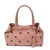 Bolsa Feminina Transfronteiriça Bolsa Tote de Bolinhas Feminina Retrô Grande Capacidade Bolsa de Mão para o Dia a Dia Bolsa de Ombro Simples Versátil Bolsa Grande para Estudantes