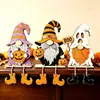 Fantasma Calabaza Gnomo de Halloween Adorno de Madera Hoja de Arce Cosecha Acción de Gracias Decoración del Hogar Artesanías de Madera