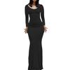 Amazon Outono e Inverno Slim-fit Gola Redonda Cintura Longa Vestido de Manga Longa Feminino Sexy Spice Girl Slim Vestido de Quadril SU3535