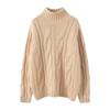 Suéter Grueso de Cachemira para Mujer, Suéter de Punto Trenzado Holgado de Cuello Alto, Top Básico de Punto de Moda Versátil de Gama Alta