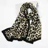 [Enrolando estampa de leopardo] Lenço longo de algodão e linho coreano Dongdaemun feminino outono e inverno estilo coreano versátil xale oversized
