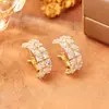 Brincos Vermelhos Super Brilhantes com Micro-Incrustação de Zircônia, Presilhas de Orelha Versáteis de Moda Levemente Luxuosas, Design de Nicho, Brincos Estilosos de Celebridade da Internet