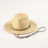 Sombrero de Playa Sombrilla Protector Solar Cadena a Prueba de Viento Perla de Caracola de Paja Europea y Americana