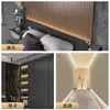 Painéis de Parede Decorativos com Tiras de LED, Acabamento de Encaixe, Linhas Decorativas, Parede de Fundo com Folheado de Madeira, Acabamento de Borda de Canal de Luz em Liga de Alumínio