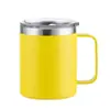 Taza de acero inoxidable 304 transfronteriza de 12 oz, vaso con aislamiento al vacío de doble pared con asa portátil, vaso de agua para oficina al por mayor