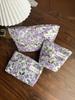 Bolsa de Cosméticos Flor Roxa Bolsa de Mão Portátil para Menina Bolsa de Viagem para Estudante Bolsa de Higiene Pessoal Bolsa de Armazenamento Bolsa de Lona Carteira