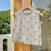 Ropa Infantil Coreana con Cuello Alto y Estampado Floral, Elegante Blusa de Algodón sin Mangas para Niñas, Nuevo Modelo Verano 2026