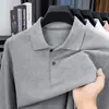 Camisa polo de manga larga 100% algodón para hombre con cuello camisero, adecuada para primavera y otoño, color liso casual, estilo de negocios ligero, versátil, transpirable y de corte holgado