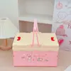 Caja de Almacenamiento Plegable de Dibujos Animados Estilo Camping al Aire Libre Canasta tipo Bolso Cesta para Guardar Snacks Frutas en el Coche Caja Organizadora para el Hogar y Dormitorio