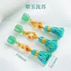 Colgante de Borla Estilo Chino Oro Antiguo Incrustado Jade Cristal Agujero Pasante Cuentas Espaciadoras Pulsera de Gota de Aceite DIY Collar de Cuentas