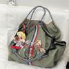 Bolso Tote Explosivo para Mujer Bolso de Hombro de Nylon Bolso de Lona Versátil Bolso Tote Impermeable Bolso Cruzado Bordado Portátil