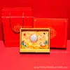 Ouro Puro 999 Novo Produto Mais Vendido Ornamento de Bolo da Lua Pintura 3D Criativa Conjunto de Exibição de Mesa para o Festival do Meio do Outono Personalizável Atacado