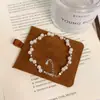Pulsera de Hilo de Pescar con Perla de Imitación de Plata de Ley S925, Estilo Hada Dulce de Verano, Cuentas Redondas Irregulares, Joyería de Diseño Moderno