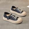 Tênis Brancos com Biqueira de Aço para Mulheres, Couro Genuíno, Calçados Casuais de Uso Duplo, Novo Estilo Coreano para Outono de 2026, Tênis Casuais Slip-On Versáteis