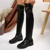 Novas botas longas estilosas e versáteis nicho emagrecimento botas de cavaleiro sola grossa perna elástica emagrecedora 2026 circunferência grande da panturrilha botas acima do joelho femininas
