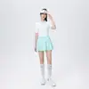 Conjunto de Ropa Deportiva Casual para Mujer, Primavera/Verano, Ajuste Delgado, Cuello Polo, Manga Corta, Rayas, Golf, Tenis