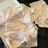 Estilo Doce Fofo Listras de Coração Manga Curta Shorts Pijama para Mulheres Verão Novo Gola Redonda Solto Pode Ser Usado Fora de Casa Roupas