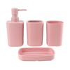 Set de Cuatro Piezas de Suministros de Baño de Plástico Cuadrado Soporte para Enjuague Bucal y Cepillo de Dientes Jabonera Almacenamiento para Baño Set de Baño Cepillo para Inodoro