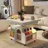 Mesa Lateral de Altura Ajustável, Carrinho Móvel Dobrável, Mesa de Chá de Madeira Maciça, Mesa de Jantar Multifuncional para Sofá para Apartamentos Pequenos