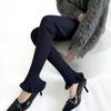Pantalones de Punto Largos Microacampanados de Cintura Alta Ajustados de Pierna Estilo Europeo y Americano para Mujer Color Sólido Ropa Exterior Ajustados Elásticos de Herradura
