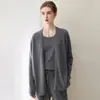 Cardigan de Tricô Feminino Konsaini 100% Caxemira Elegante Moderno Solto Relaxado Suave