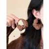Pendientes de Lana Tejida en Forma de C Color Marrón Maillard para Mujer, Nuevo Estilo 2025, Pendientes Enormes y Hermosos Adecuados para el Invierno