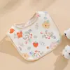 Babero de crepé impermeable para saliva clase a para bebé recién nacido babero de pétalo algodón otoño e invierno niños comer babero de dibujos animados
