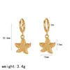 Brincos Personalizados Transfronteiriços de Tartaruga e Estrela do Mar em Aço Inoxidável, Pingentes de Animais com Tema Oceânico, Argolas de Aço Titânio Banhadas a Ouro 18K