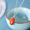Collar Buda Zen Clásico Plata Esterlina S925 Ágata Roja del Sur Personalidad Retro Cadena de Lana Colgante para Mujer Colgante Regalo Auspicioso