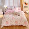 Juego de Cama de Cuatro Piezas Cepillado Clase A, Juego de Tres Piezas para Dormitorio de Estudiante Individual de Invierno, Funda de Edredón Estilo Ins, Ropa de Cama de Dibujos Animados