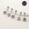 Nuevo Modelo Transfronterizo G23 Aleación de Titanio Rosca Interna Piercing de Ombligo Estilo Cilíndrico con Incrustación de Circonita F136 Joyería para Piercing Anillo de Ombligo
