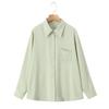 Camisa Casual Solta de Manga Longa Camada Runqi Tamanho Grande Resistente a Amassados 8880 Feminina Menta Mambo Solta Grande