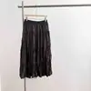 Falda plisada para mujer con dobladillo volantes, nueva colección otoño 2026, cintura elástica, línea A, falda larga