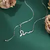Collar de serpiente pequeña con borla brillante s925 plata de ley 2025 nuevo serpiente pequeña de luz lujo todo partido cadena para clavícula para mujeres