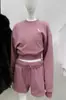 SEREN Comercio Exterior Transfronterizo 26 Nuevo Conjunto de Mujer Primavera/Verano: Sudadera Corta de Cuello Redondo + Pantalones Cortos Deportivos de Cintura Elástica