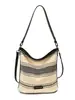 Bolso de hombro a rayas de algodón y lino vintage transfronterizo, bolso de mano de gran capacidad para viajes de vacaciones, bolso versátil de estilo étnico para debajo del brazo para mujer