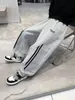 Calça atlética dupla listrada da moda para meninos, tamanho médio a grande, estilo primavera e outono, calça jogger casual